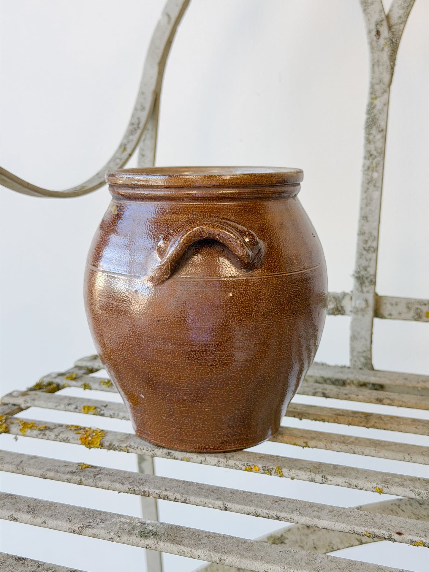Antique French Glazed Earthenware Confit Crock