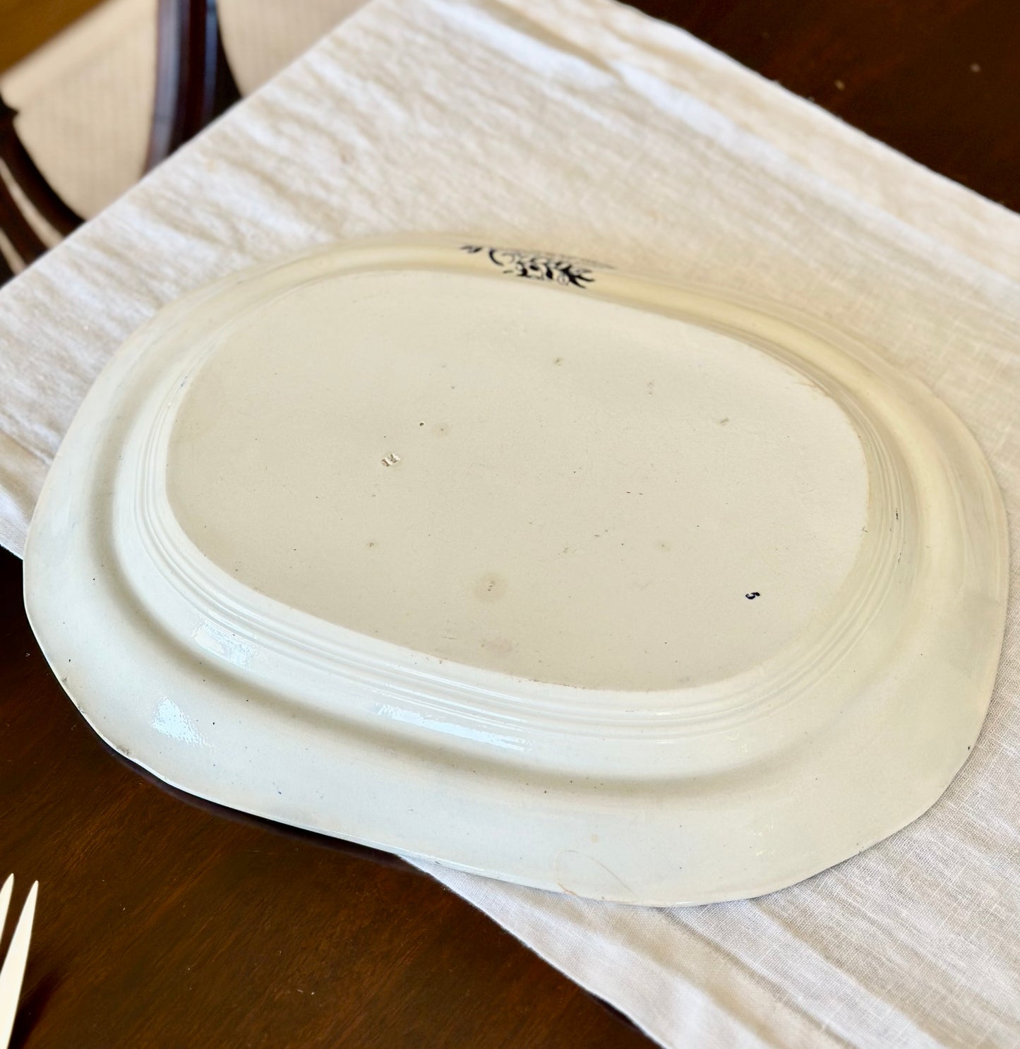 Antique English Ironstone Blue & White Platter