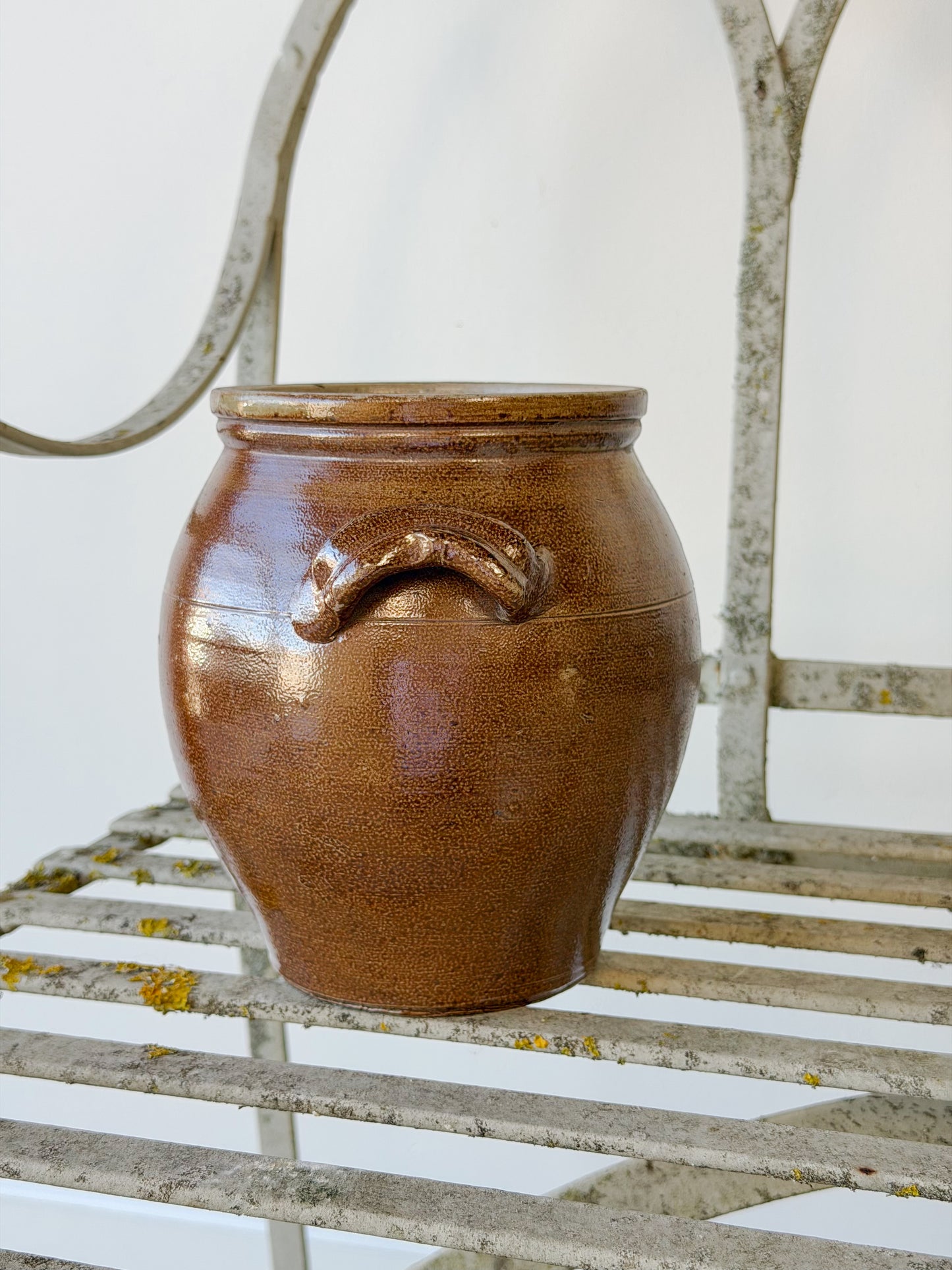 Antique French Glazed Earthenware Confit Crock