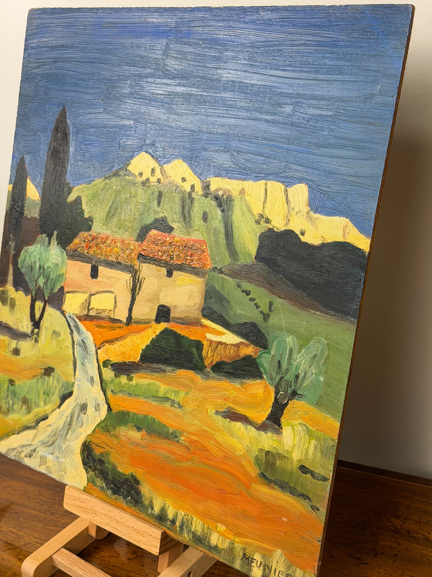 Naive Oil On Panel Painting ‘Mountainside Mill’