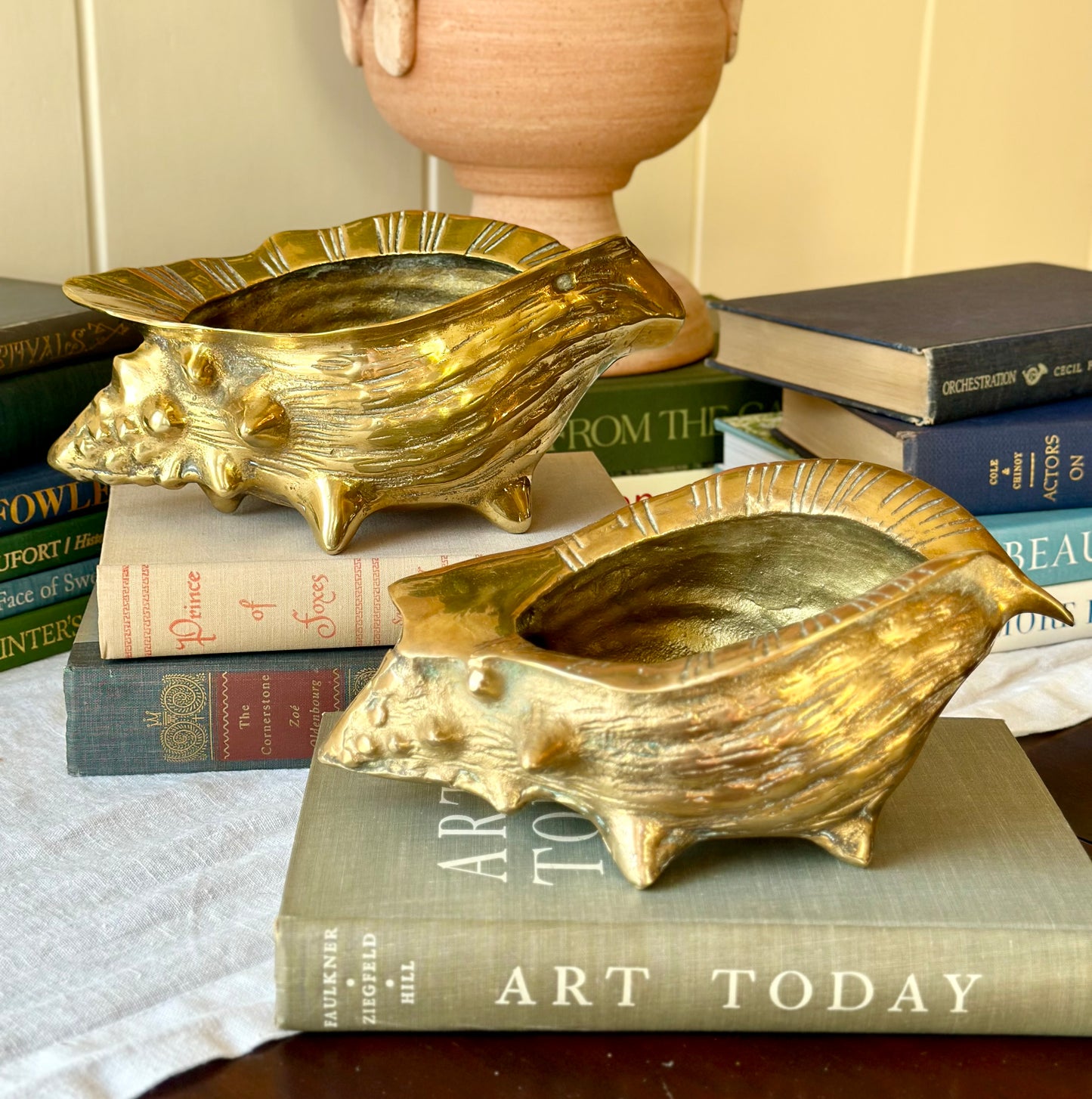 Brass Regency Conch Shell Planters