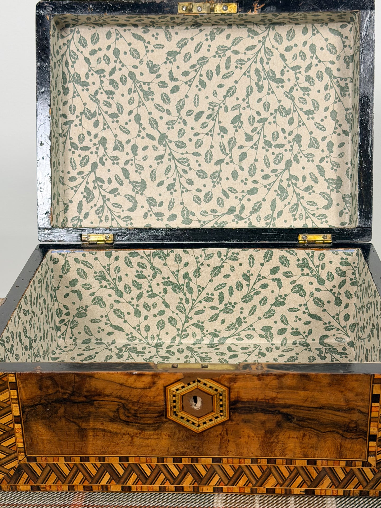 Antique Burl Walnut Tunbridge Ware Box