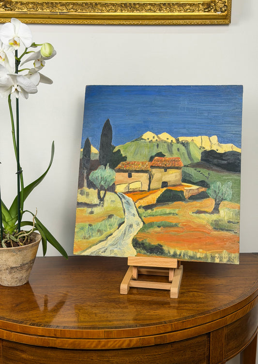 Naive Oil On Panel Painting ‘Mountainside Mill’