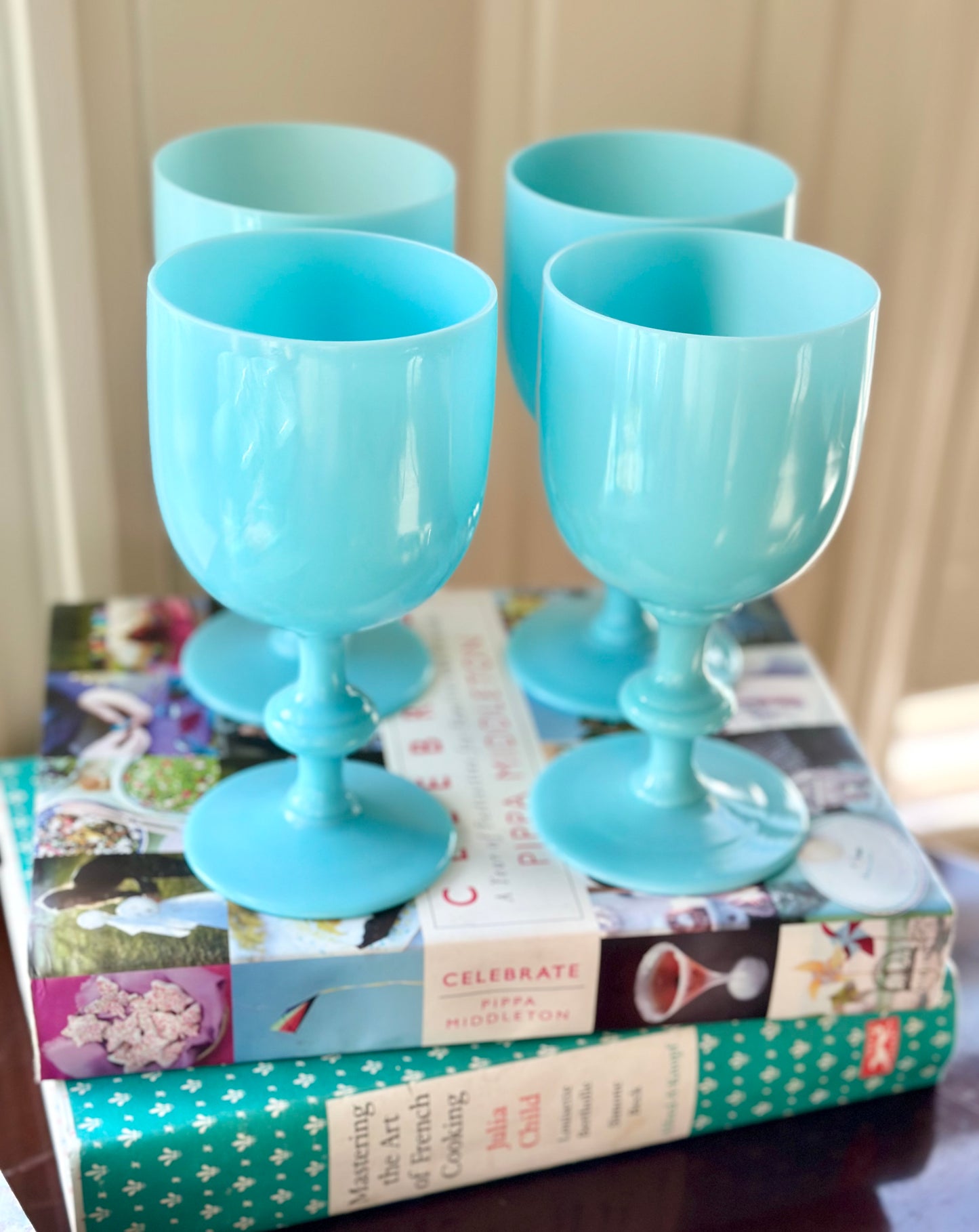 Blue Opaline Wine Glasses (Set of 4)