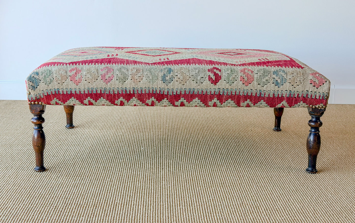 Antique Kilim Footstool (Red/Pink)