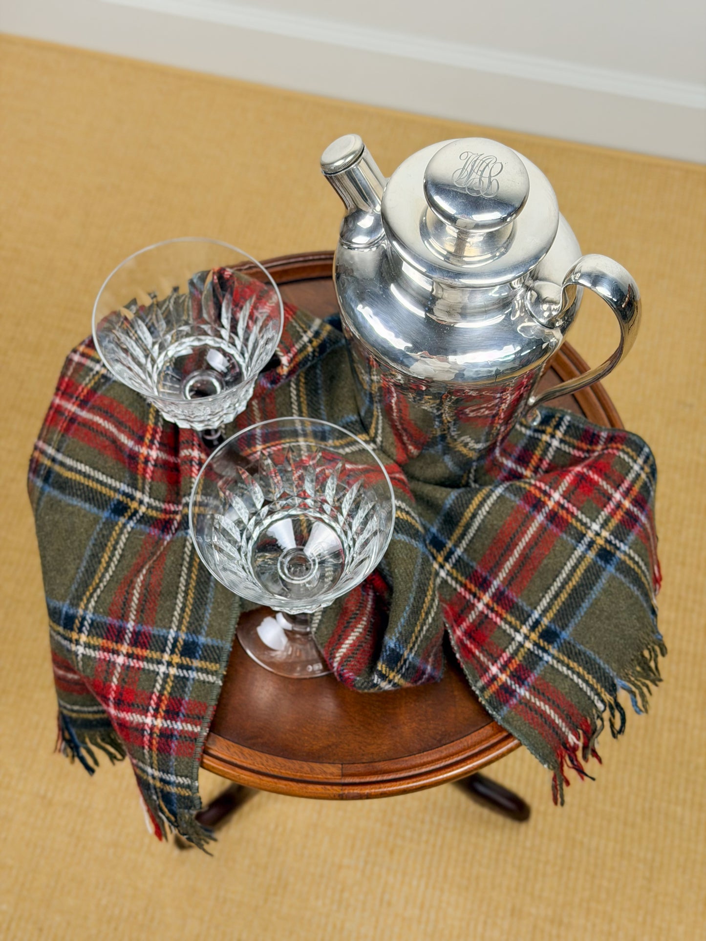 Vintage Meriden Hammered Silverplate Cocktail Shaker