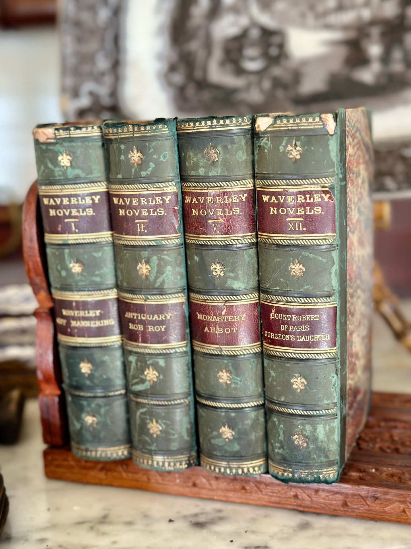 Antique Waverly Novels by Sir Walter Scott (Set of 4)