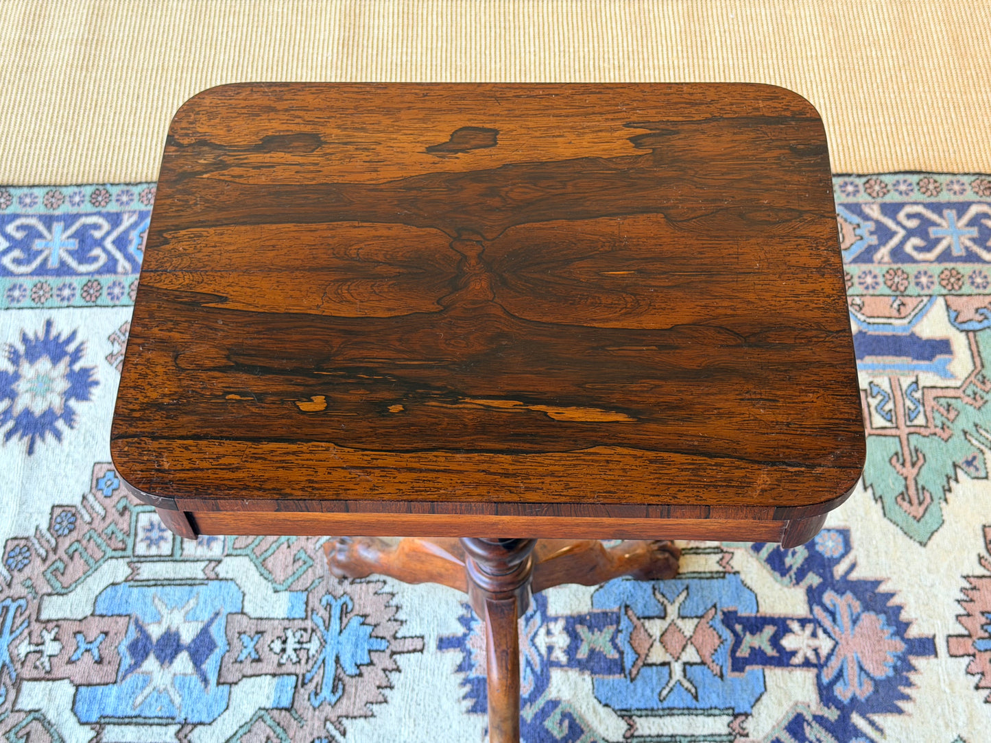 Georgian Mahogany Clawfoot Pedestal Side Table