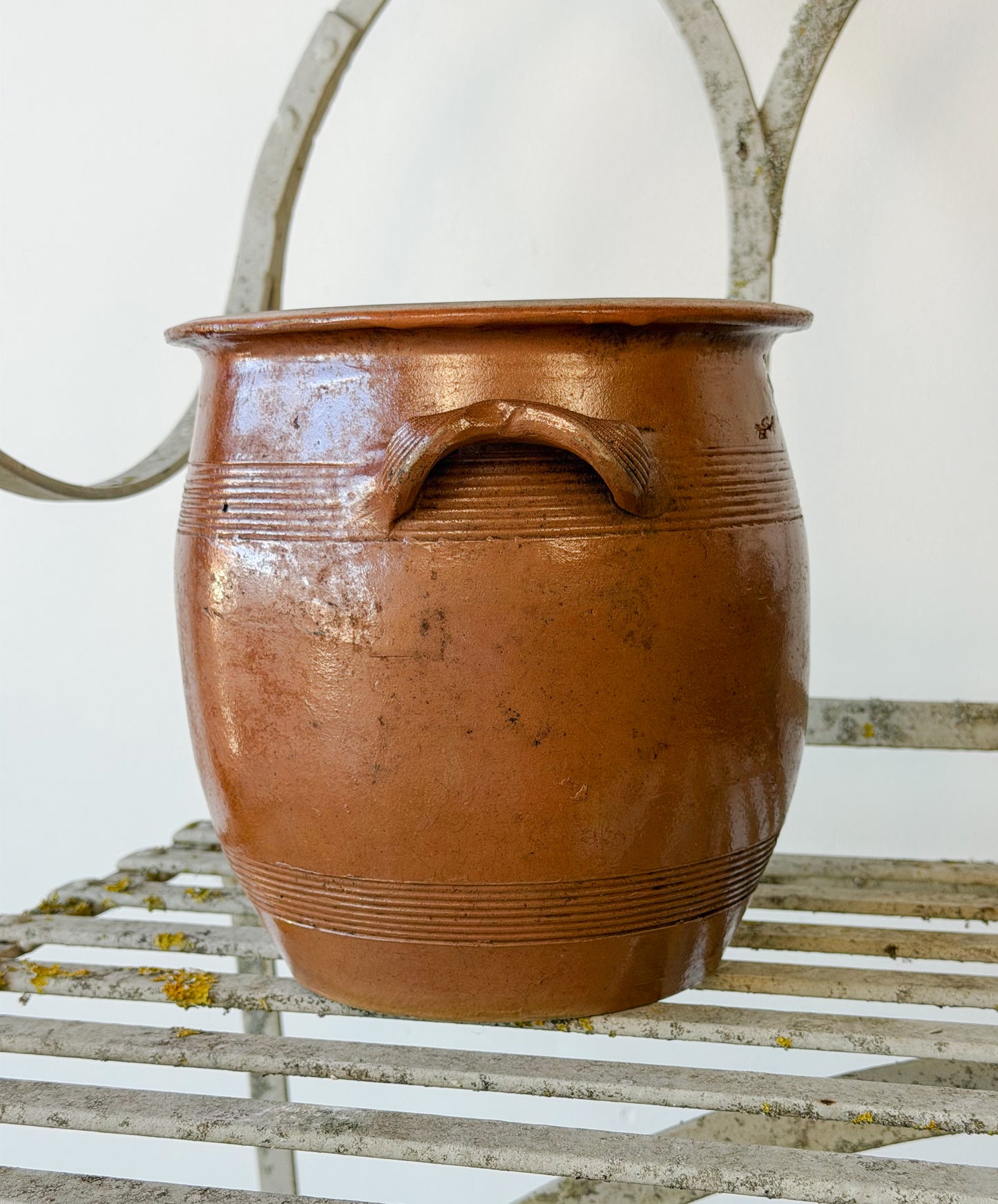 Antique French Salt-Glazed Stoneware Confit Crock
