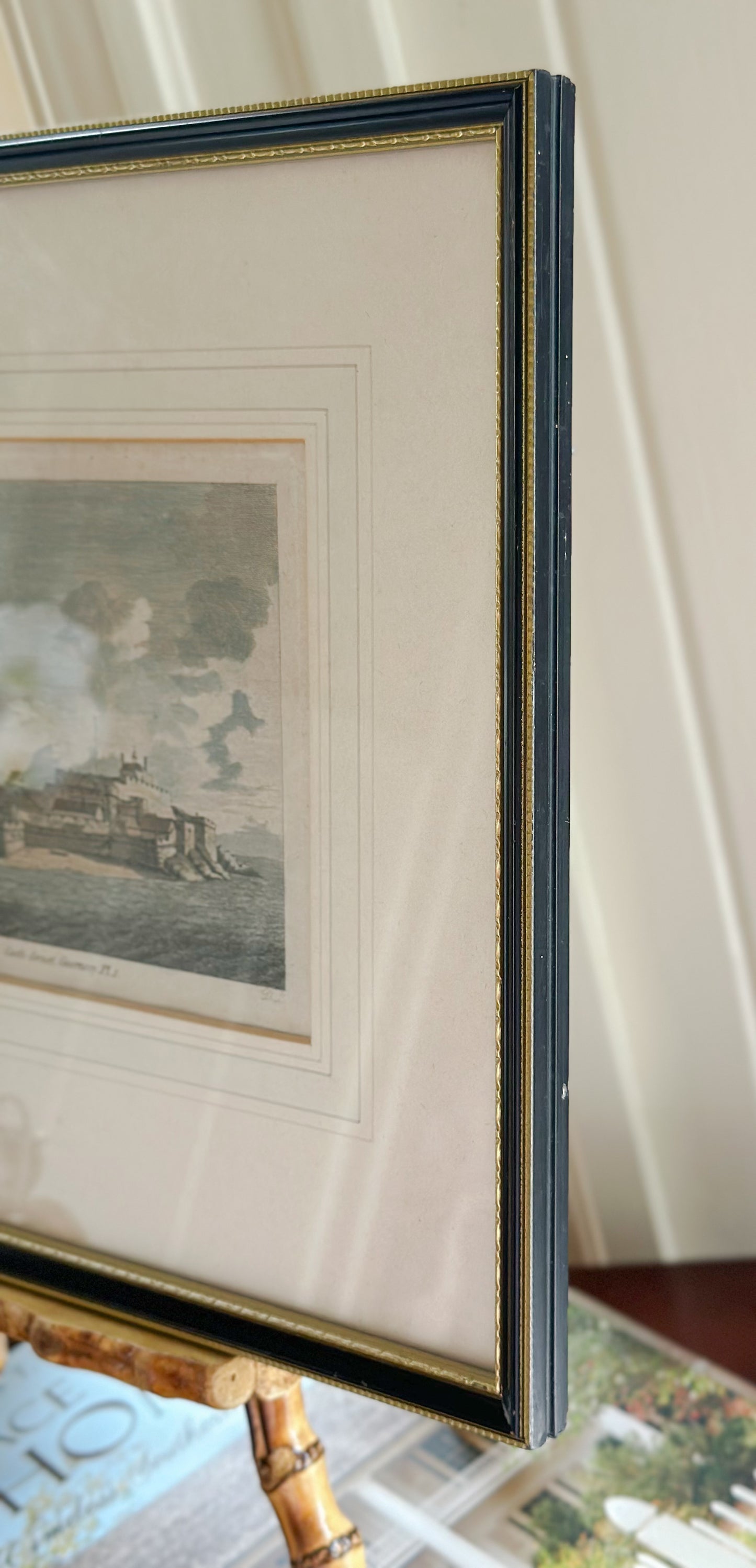 Castle Cornet, Guernsey Framed Antique Hand-Colored Engraving
