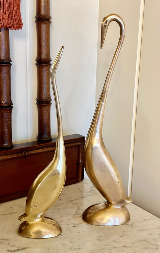 Brass Heron Pair