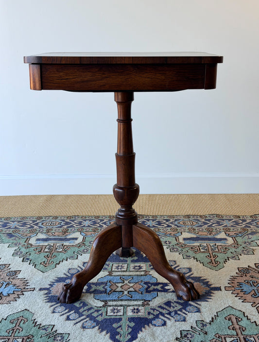 Georgian Mahogany Clawfoot Pedestal Side Table