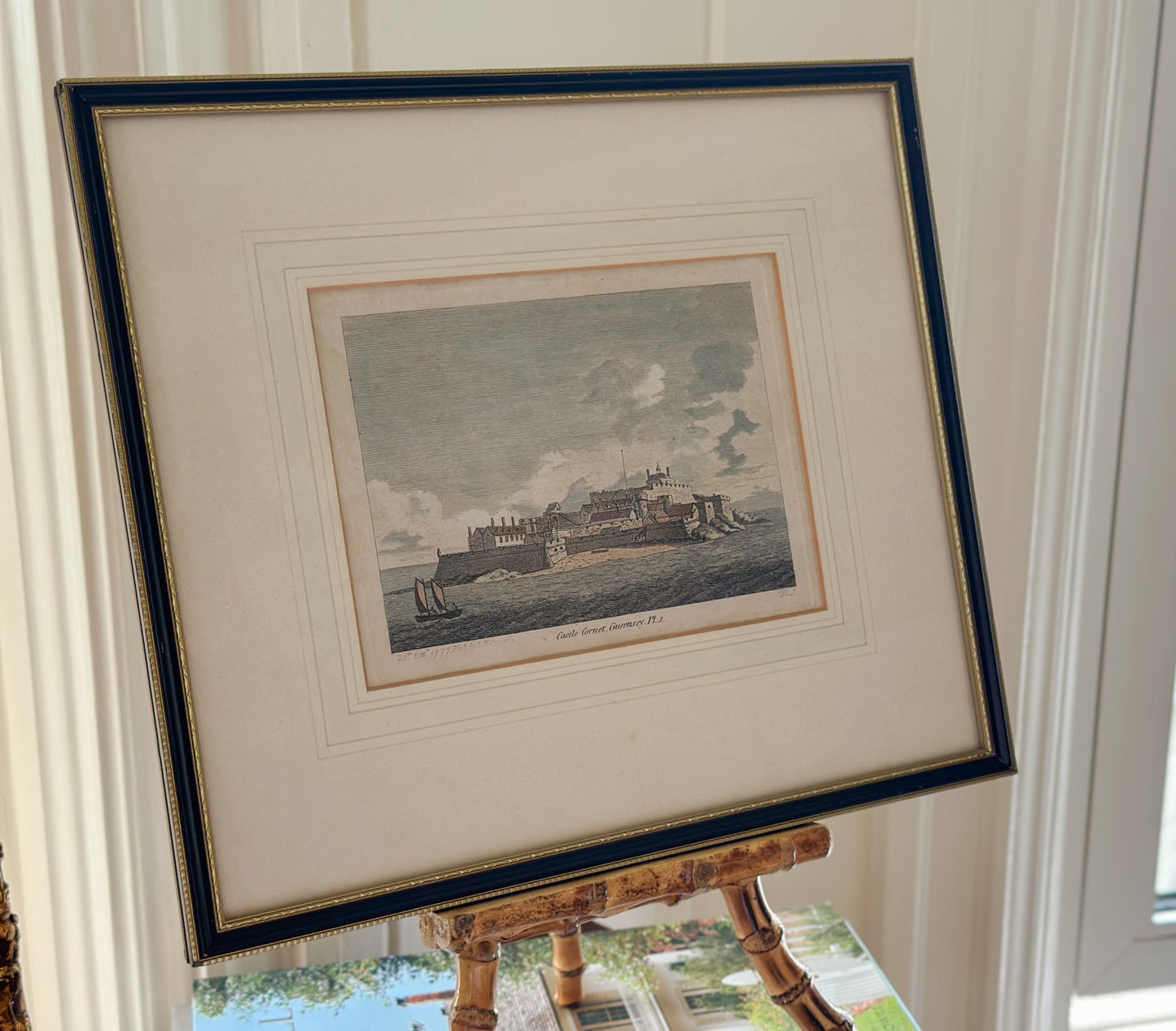 Castle Cornet, Guernsey Framed Antique Hand-Colored Engraving