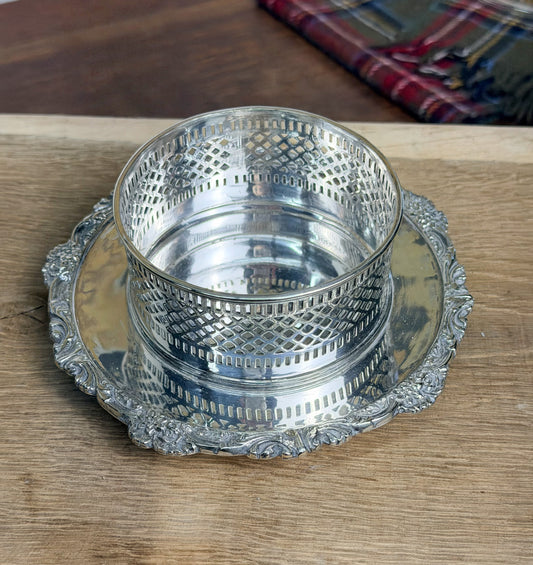 Vintage English Silverplate Wine Coaster