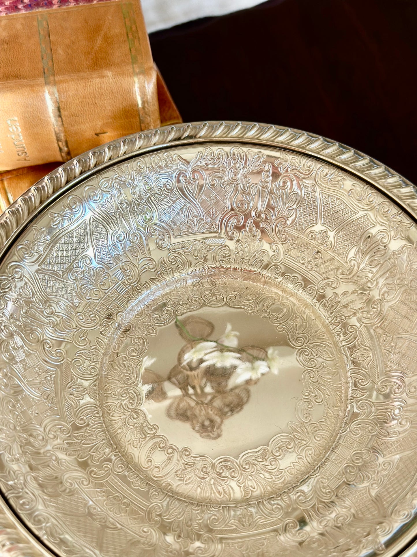 Vintage Intricately Engraved English Silverplate Bowl