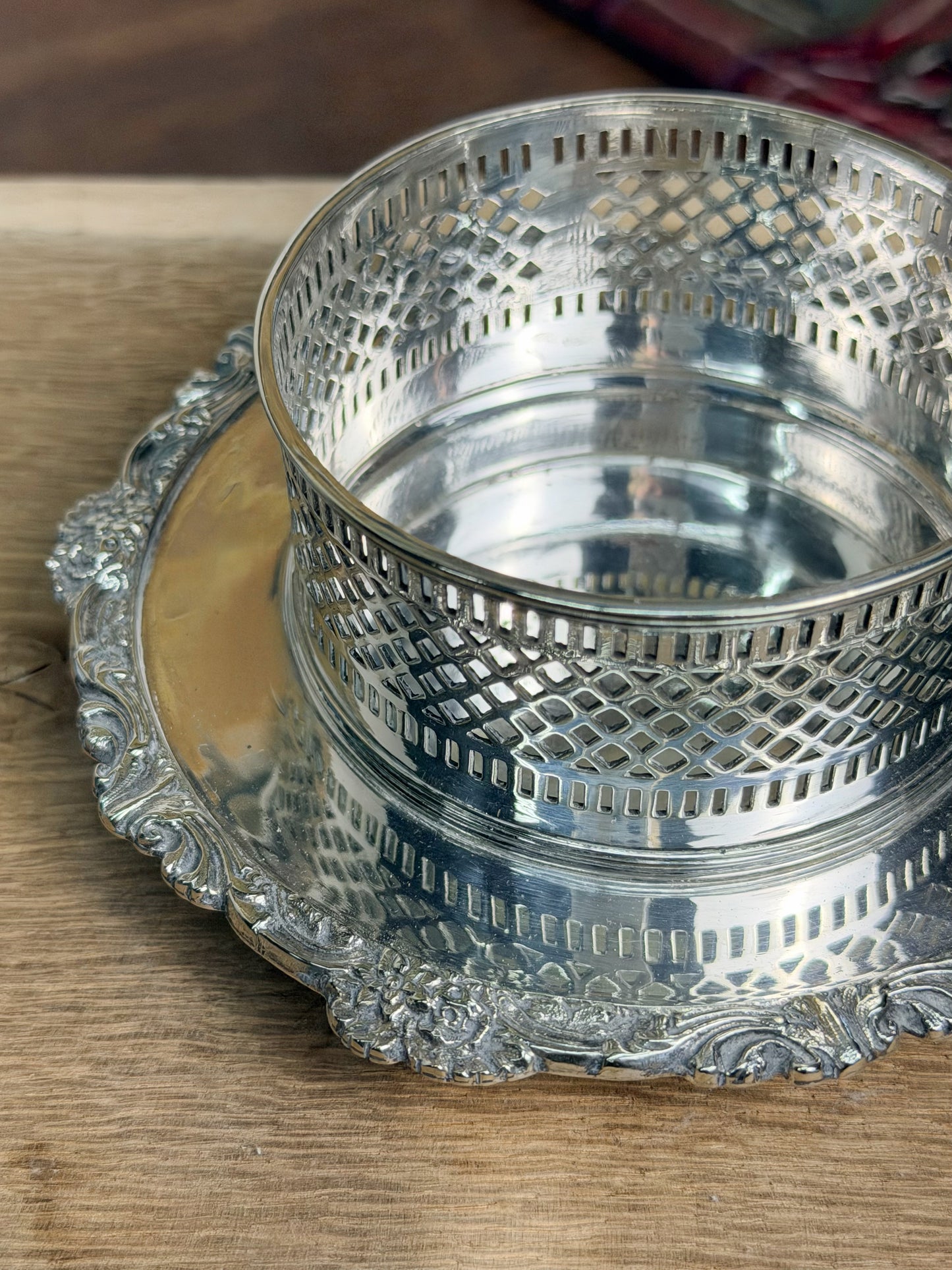 Vintage English Silverplate Wine Coaster