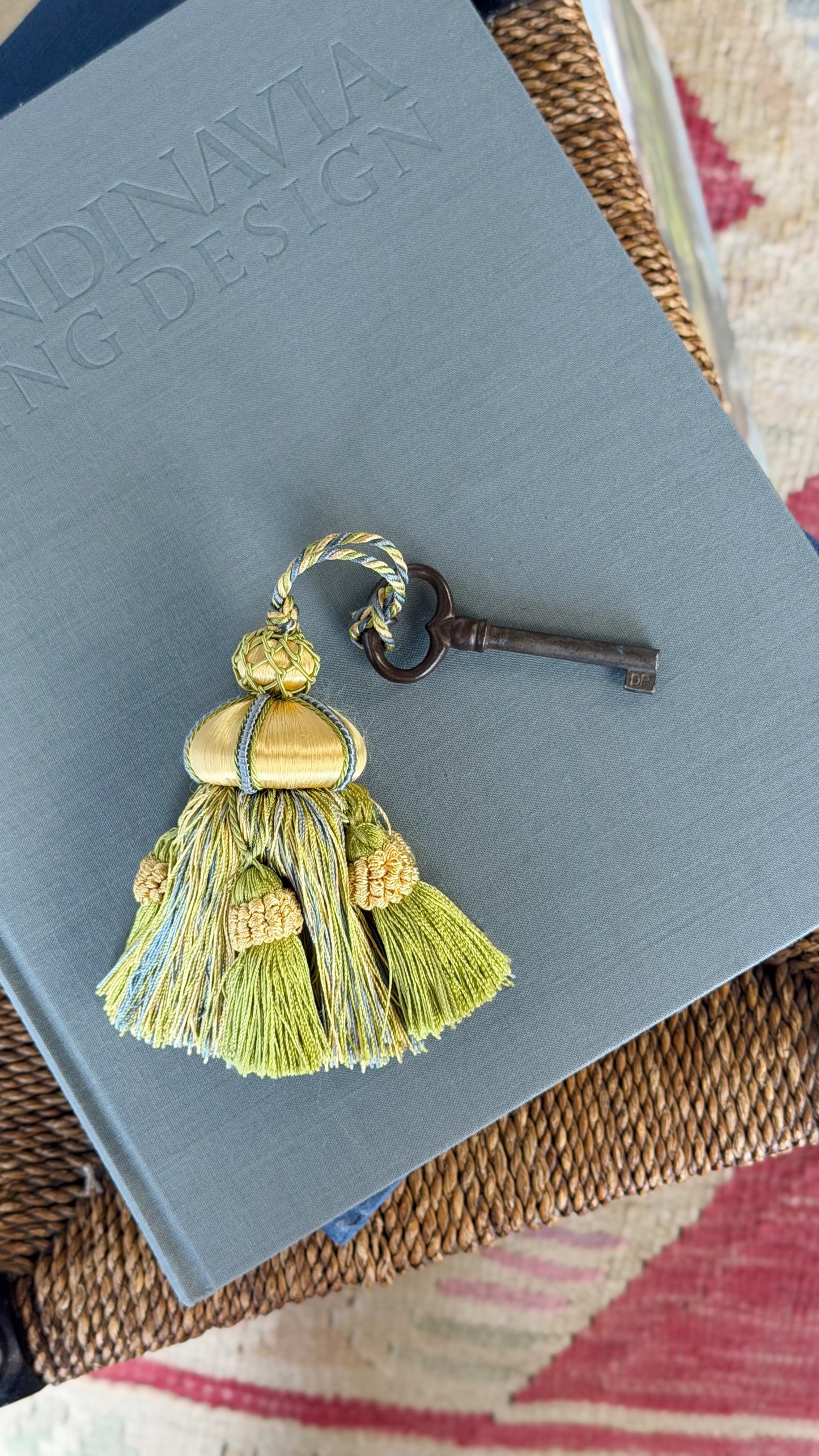 Vintage Gold, Cerulean, and Lime Key Tassel