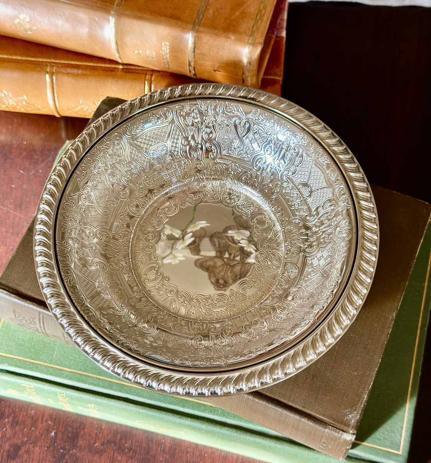 Vintage Intricately Engraved English Silverplate Bowl