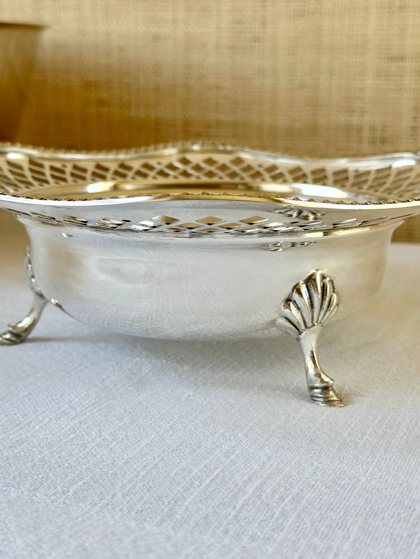 English Sheffield Silverplate Footed Bon Bon Dish