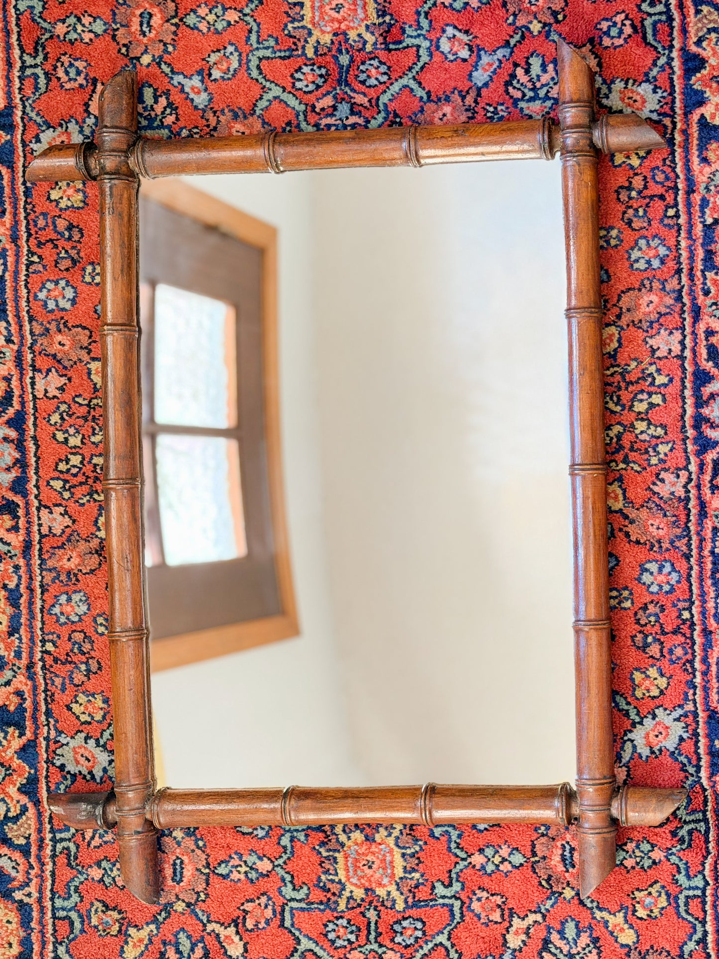 Antique French Faux Bamboo Mirror