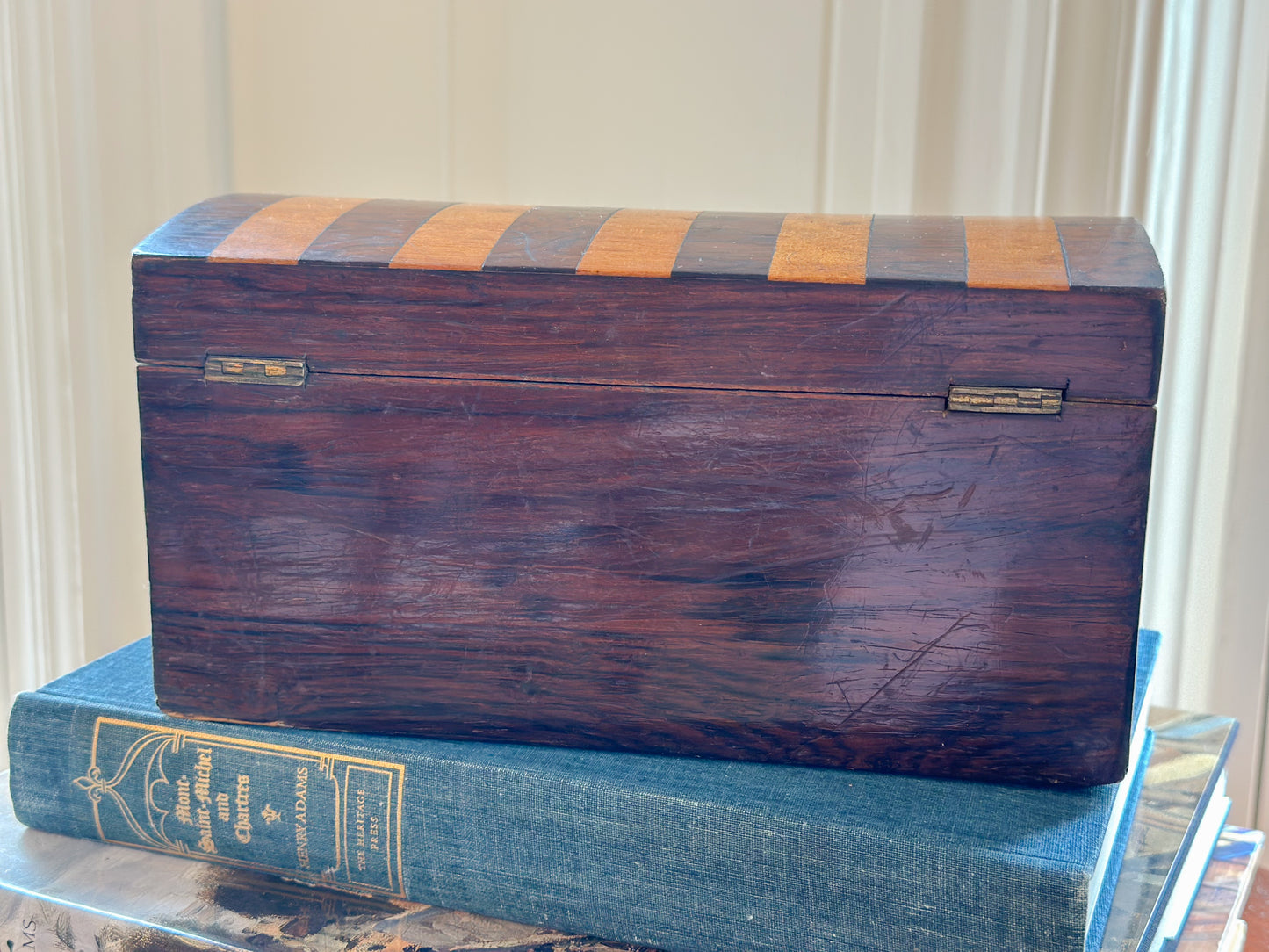 Antique Striped Wooden Tea Caddy