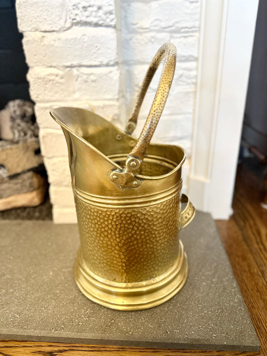 Hammered Brass Coal Scuttle Bucket